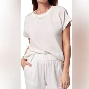 Faherty Dream Organic Cotton Gauze T-Shirt White Size Small